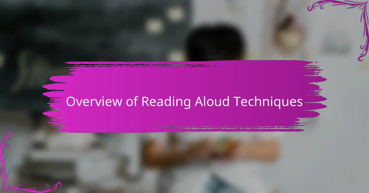 Overview of Reading Aloud Techniques